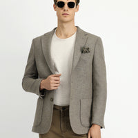 Orta Vizon Slim Fit Dar Kesim Yünlü Spor Ceket