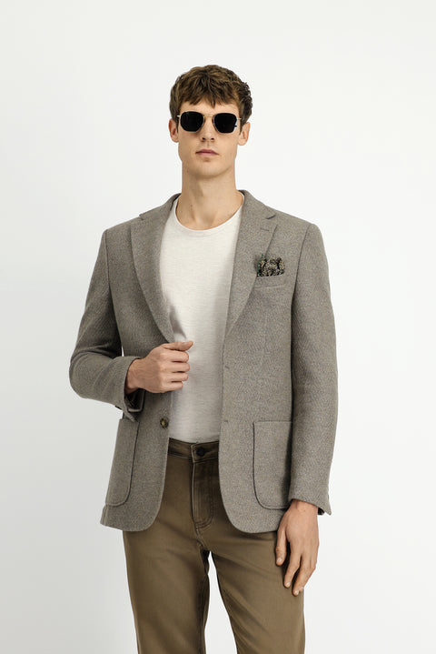 Orta Vizon 7 Drop Slim Fit Dar Kesim Yünlü Spor Ceket