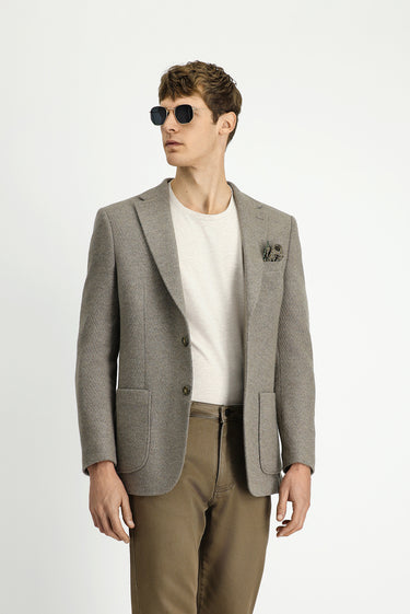  Orta Vizon Slim Fit Dar Kesim Yünlü Spor Ceket