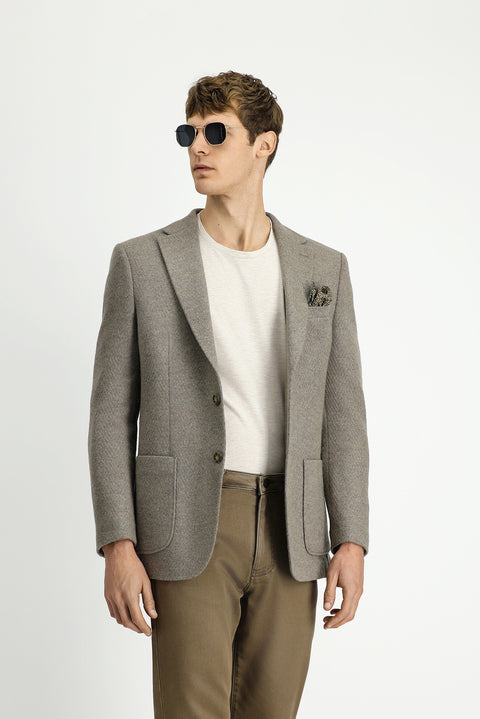 Orta Vizon 7 Drop Slim Fit Dar Kesim Yünlü Spor Ceket