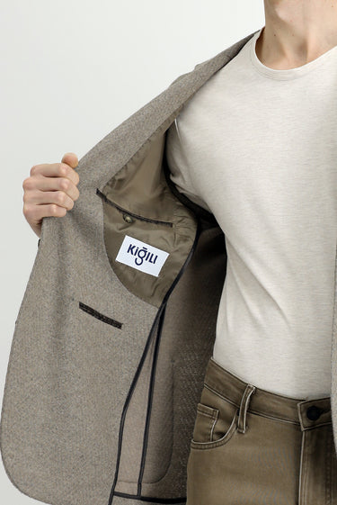 Orta Vizon Slim Fit Dar Kesim Yünlü Spor Ceket