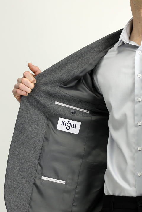 Orta Füme 6 Drop Regular Fit Standart Kesim Klasik Ceket