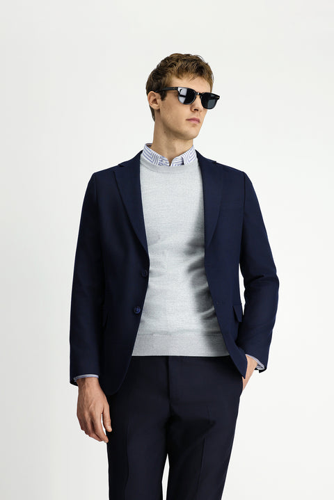 Koyu Lacivert 6 Drop Regular Fit Standart Kesim Klasik Ceket