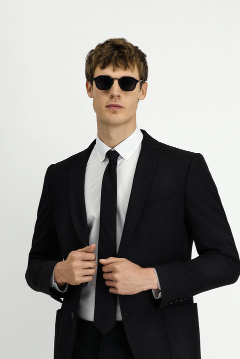 Black 7 Drop Super Slim Fit Extra Narrow Cut Classic Jacket