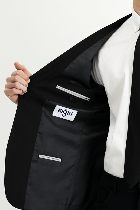 Black 7 Drop Super Slim Fit Extra Narrow Cut Classic Jacket