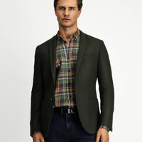 Koyu Haki Super Slim Fit Ekstra Dar Kesim Klasik Ceket