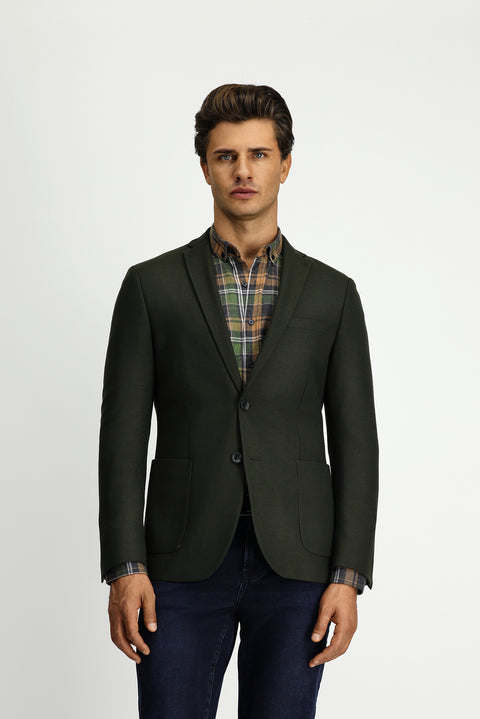 Koyu Haki 7 Drop Super Slim Fit Eksra Dar Kesim Klasik Ceket