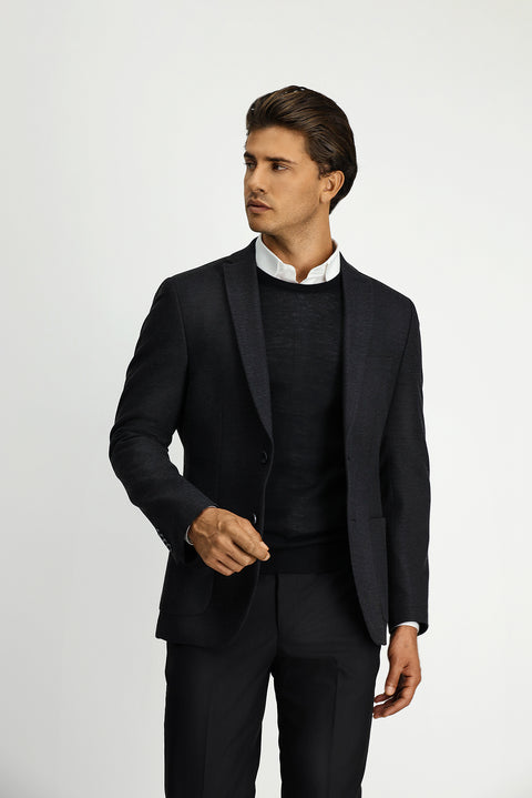 Koyu Antrasit 7 Drop Super Slim Fit Eksra Dar Kesim Klasik Ceket