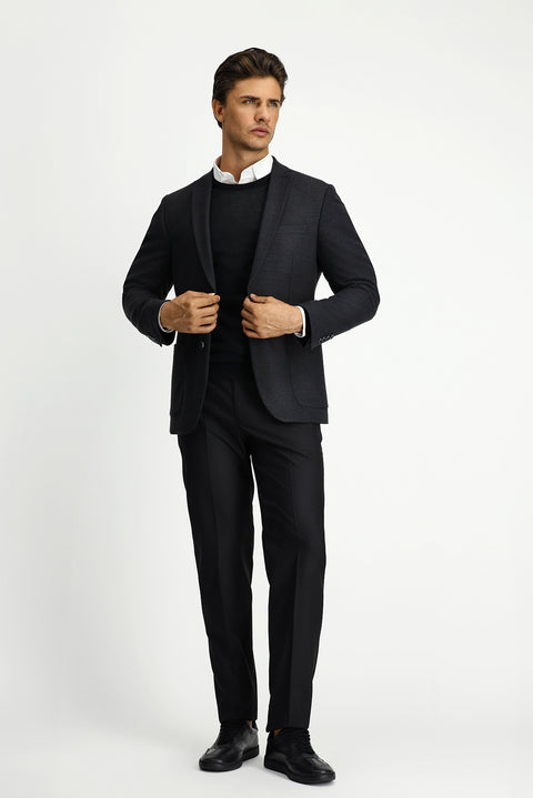 Koyu Antrasit 7 Drop Super Slim Fit Eksra Dar Kesim Klasik Ceket