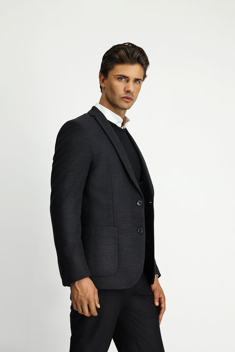 Koyu Antrasit 7 Drop Super Slim Fit Eksra Dar Kesim Klasik Ceket