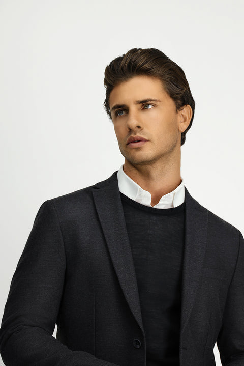 Koyu Antrasit 7 Drop Super Slim Fit Eksra Dar Kesim Klasik Ceket