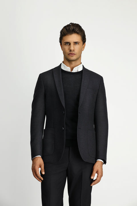 Koyu Antrasit 7 Drop Super Slim Fit Eksra Dar Kesim Klasik Ceket