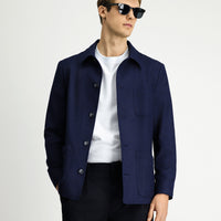 Koyu Lacivert Regular Fit Spor Yünlü Ceket / Mont