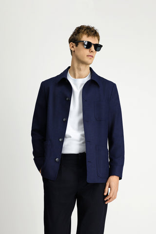  Koyu Lacivert Regular Fit Spor Yünlü Ceket / Mont