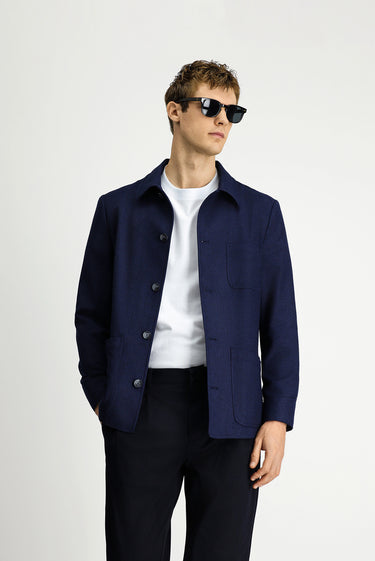  Koyu Lacivert Regular Fit Spor Yünlü Ceket / Mont