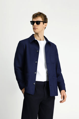  Koyu Lacivert Regular Fit Spor Yünlü Ceket / Mont