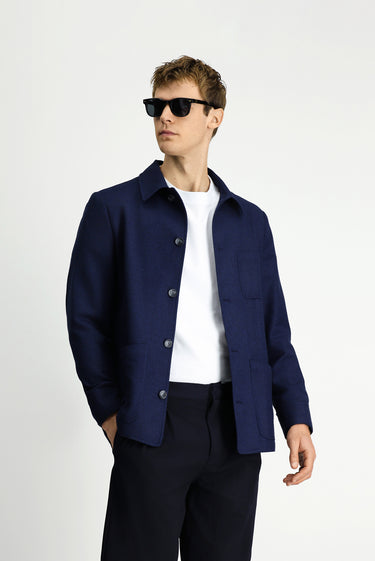  Koyu Lacivert Regular Fit Spor Yünlü Ceket / Mont