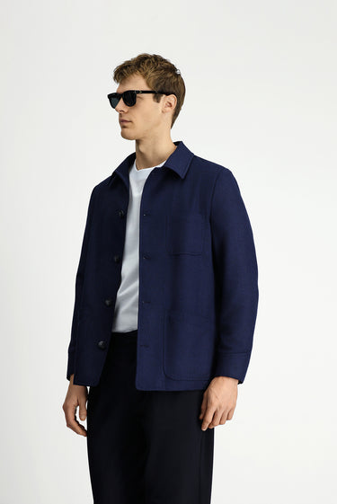  Koyu Lacivert Regular Fit Spor Yünlü Ceket / Mont