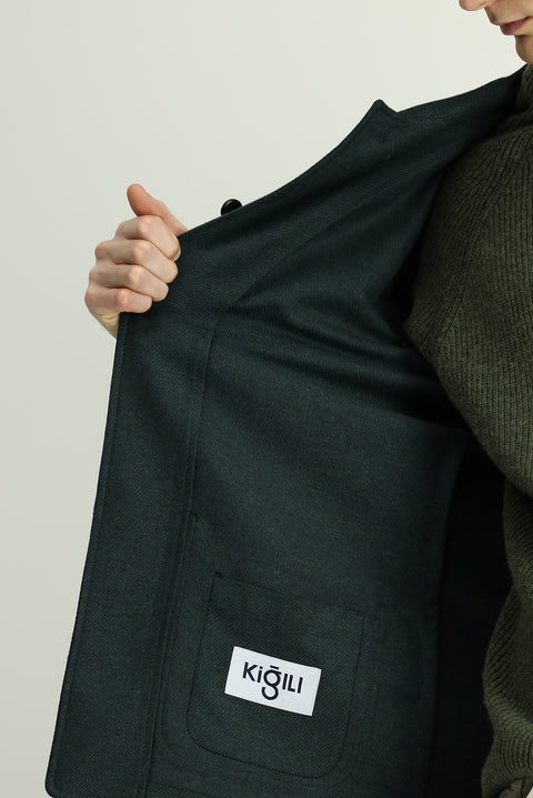 Koyu Yeşil 6 Drop Regular Fit Standart Kesim Spor Yünlü Ceket / Mont