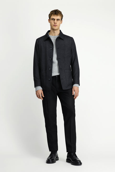 Koyu Antrasit 6 Drop Regular Fit Standart Kesim Spor Yünlü Ceket / Mont