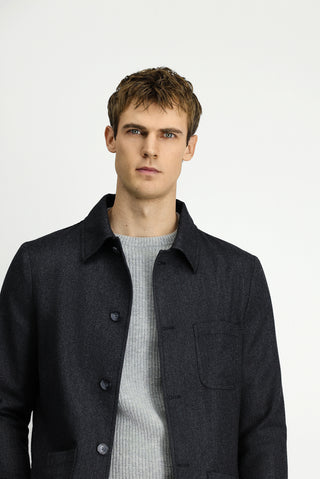  Koyu Antrasit Regular Fit Spor Yünlü Ceket / Mont