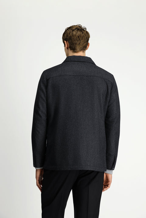 Koyu Antrasit 6 Drop Regular Fit Standart Kesim Spor Yünlü Ceket / Mont