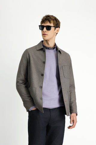  Koyu Vizon Regular Fit Spor Yünlü Ceket