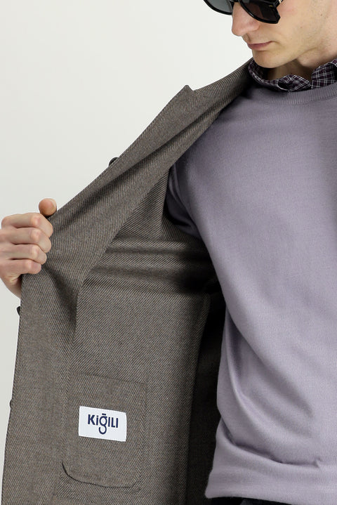 Koyu Vizon 6 Drop Regular Fit Standart Kesim Spor Yünlü Ceket / Mont