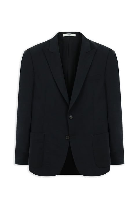 Black 6 Drop Regular Fit Standard Cut Modal Blend Patch Pocket Mono Collar Sport Jacket