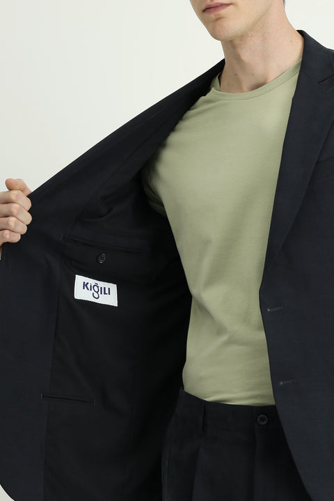 Siyah 6 Drop Regular Fit Standart Kesim Modal Karışımlı Torba Cep Mono Yaka Spor Ceket