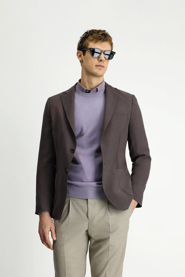  Koyu Kahve Regular Fit Modal Karışımlı Spor Ceket