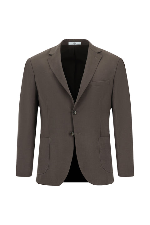 Dark Brown 6 Drop Regular Fit Modal Blend Patch Pocket Mono Collar Sport Jacket