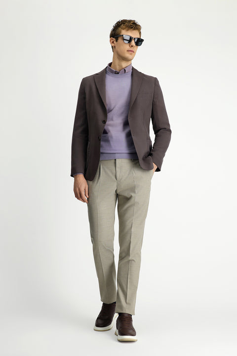 Dark Brown 6 Drop Regular Fit Modal Blend Patch Pocket Mono Collar Sport Jacket