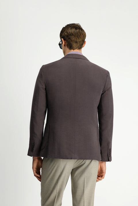 Dark Brown 6 Drop Regular Fit Modal Blend Patch Pocket Mono Collar Sport Jacket