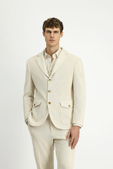  Ekru Regular Fit Desenli Spor Ceket