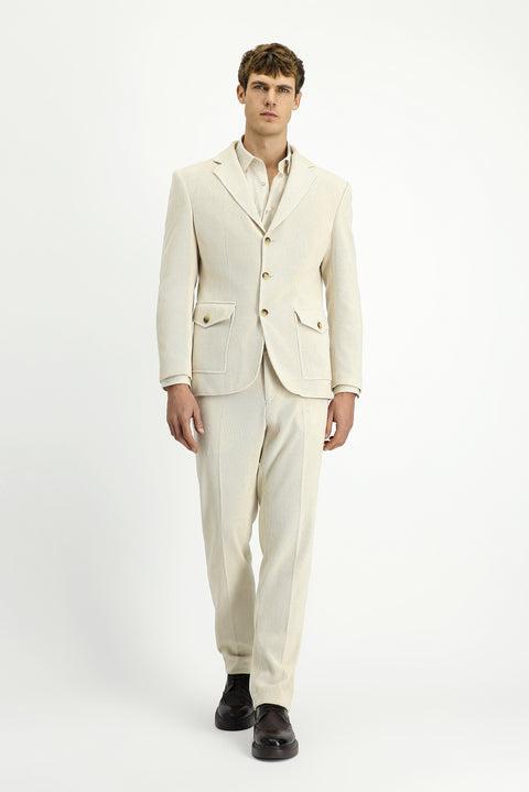 Ekru 6 Drop Regular Fit Standart Kesim Desenli Spor Ceket