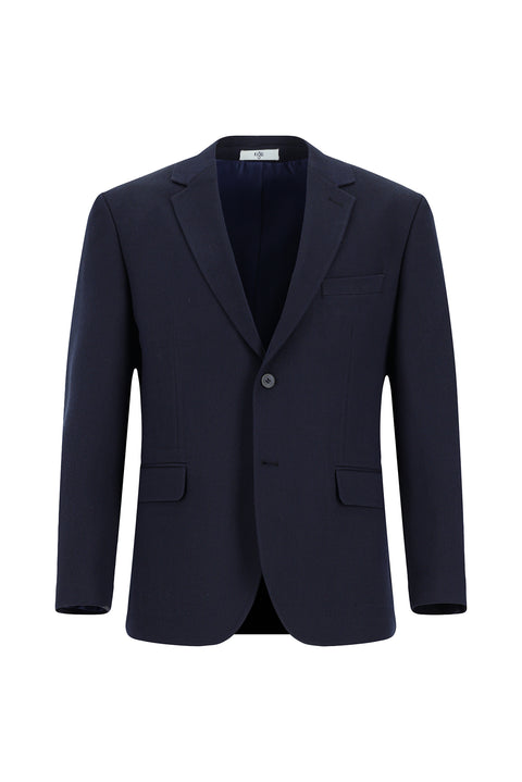 Koyu Lacivert 4 Drop Relaxed Fit Rahat Kesim Desenli Klasik Ceket