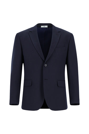 Koyu Lacivert Muscle Fit Desenli Klasik Ceket
