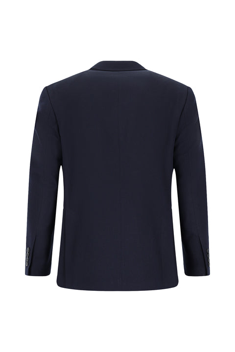 Koyu Lacivert 4 Drop Relaxed Fit Rahat Kesim Desenli Klasik Ceket