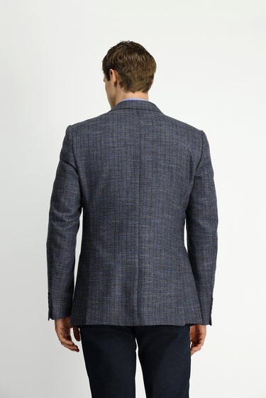 Koyu Antrasit 7 Drop Slim Fit Dar Kesim Yünlü Ekose Spor Yarım Astar Torba Cep Sivri Yaka Ceket