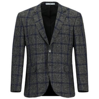 Dark Gray 4-Drop Relaxed Fit Plaid Wool Jacket