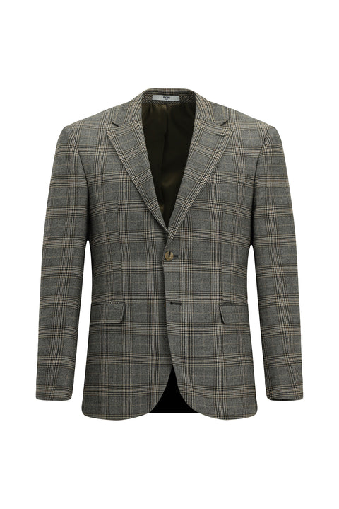 Dark Mink 6 Drop Regular Fit Classic Plaid Jacket