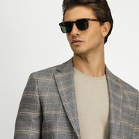 Koyu Vizon Regular Fit Klasik Ekose Ceket