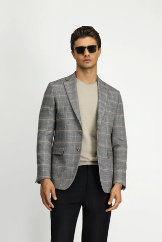  Koyu Vizon Regular Fit Klasik Ekose Ceket