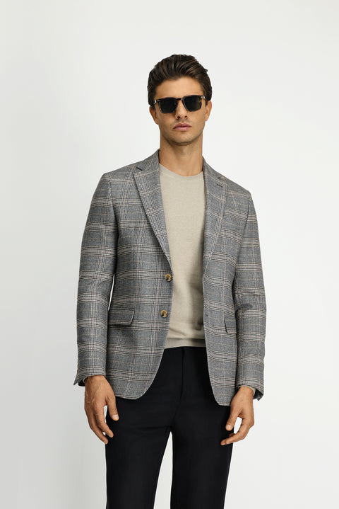 Dark Mink 6 Drop Regular Fit Classic Plaid Jacket
