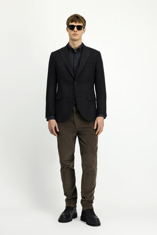  Acı Kahve 6 Drop Regular Fit Standart Kesim Yünlü Ekose Ceket