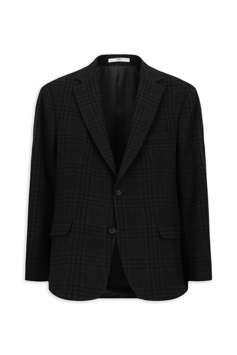 Acı Kahve 8 Drop Muscle Fit Uzun Atletik Kesim Yünlü Ekose Ceket