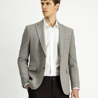 Medium Beige 4-Drop Relaxed Fit Classic Plaid Jacket