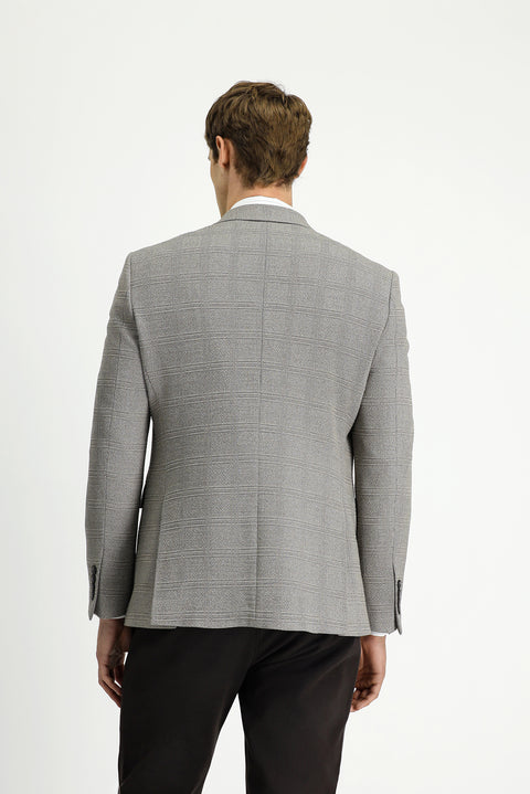 Medium Beige 4-Drop Relaxed Fit Classic Plaid Jacket