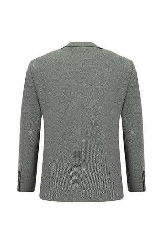  Açık Füme Relaxed Fit Rahat Kesim Desenli Yünlü Ceket